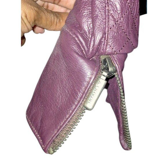 Bradley Bayou Moto Jacket Purple Leather Quilt Design Zip Pockets Lined Size L - Picture 7 of 8